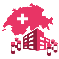 Schweizer Flagge und Krankenhaus