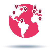 Icône globe terrestre avec marqueurs