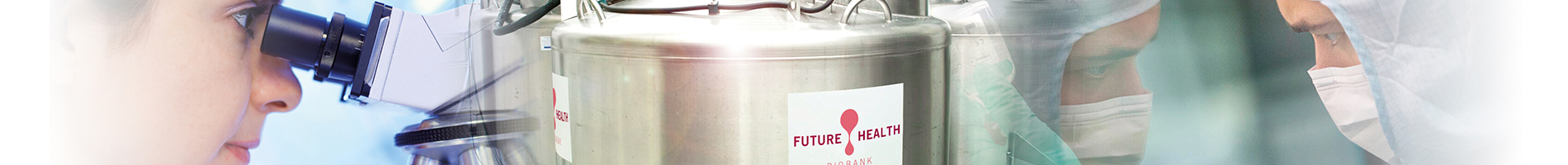 Un scientifique se penche sur le microscope et le réservoir Future Health